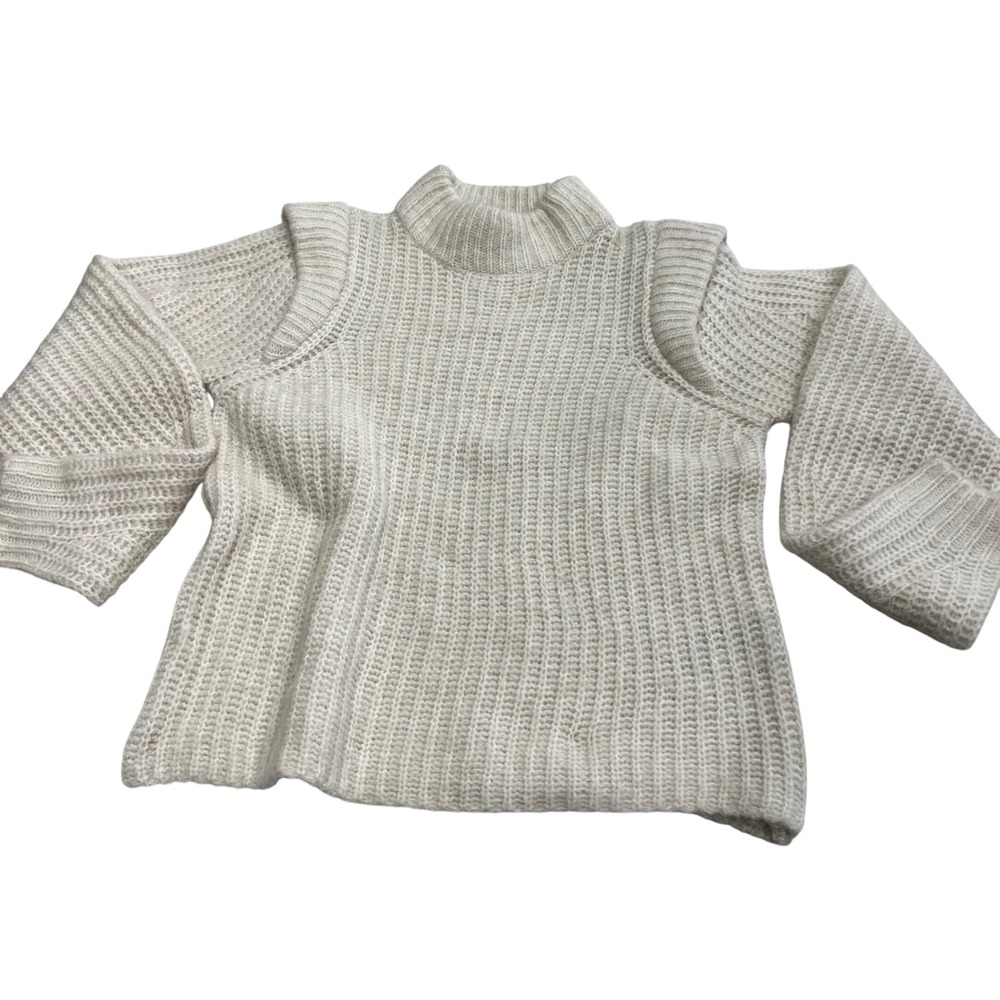 Vero Moda Shoulder Cutout Sweater Knit Mock Neck Top Women's Small Cream‎